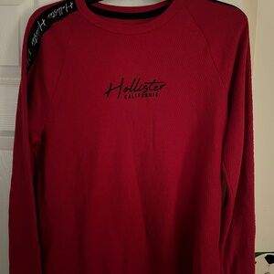 Hollister Red Crewneck Sweater with Black Detailing
